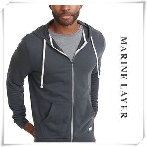 MARINE Layer Afternoon Zip Up Hoodie in Asphalt Gray Size L